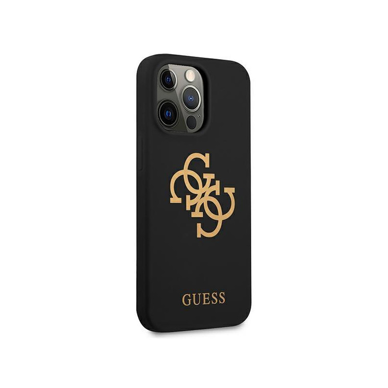 Guess Silicone 4G Logo dėklas, skirtas iPhone 13 Pro / iPhone 13 - juodas
