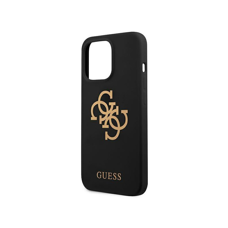 Guess Silicone 4G Logo dėklas, skirtas iPhone 13 Pro / iPhone 13 - juodas
