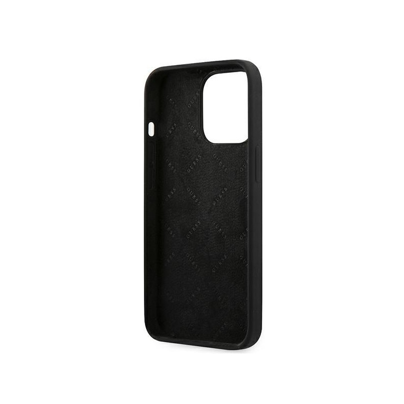 Guess Silicone 4G Logo dėklas, skirtas iPhone 13 Pro / iPhone 13 - juodas