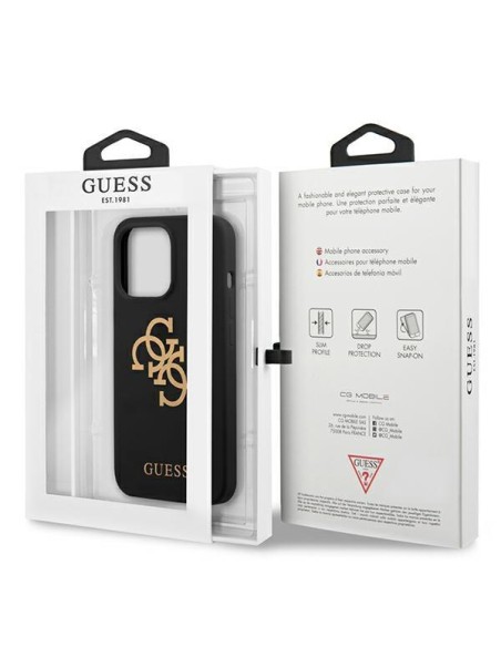 Guess Silicone 4G Logo dėklas, skirtas iPhone 13 Pro / iPhone 13 - juodas Guess Silicone 4G Logo dėklas, skirtas iPhone 13 Pro / iPhone 13 - juodas