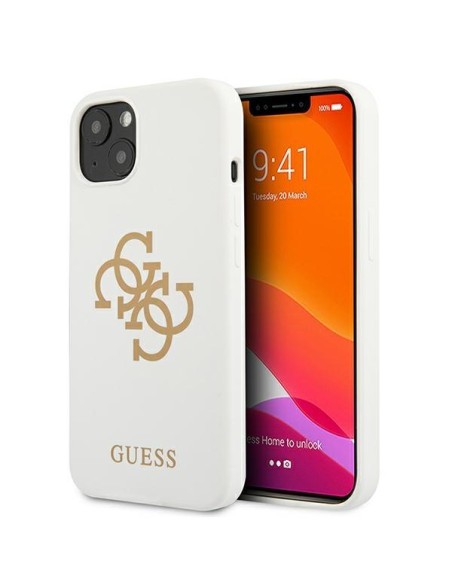 Guess Silicone 4G Logo dėklas iPhone 13 mini - baltas Guess Silicone 4G Logo dėklas iPhone 13 mini - baltas