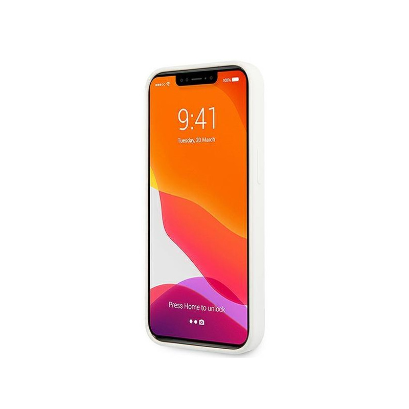 Guess Silicone 4G Logo dėklas iPhone 13 mini - baltas
