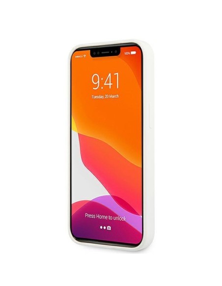 Guess Silicone 4G Logo dėklas iPhone 13 mini - baltas Guess Silicone 4G Logo dėklas iPhone 13 mini - baltas