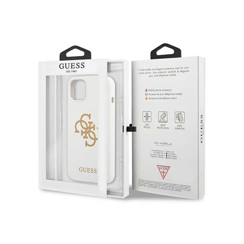 Guess Silicone 4G Logo dėklas iPhone 13 mini - baltas