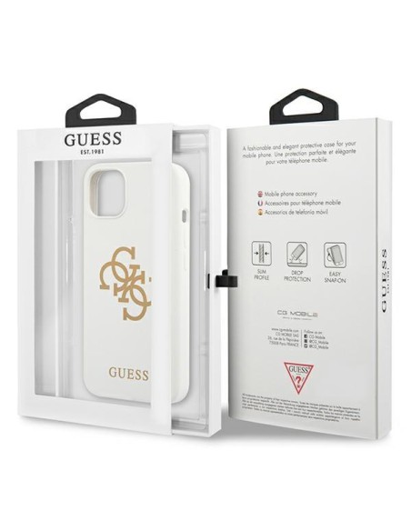 Guess Silicone 4G Logo dėklas iPhone 13 mini - baltas Guess Silicone 4G Logo dėklas iPhone 13 mini - baltas