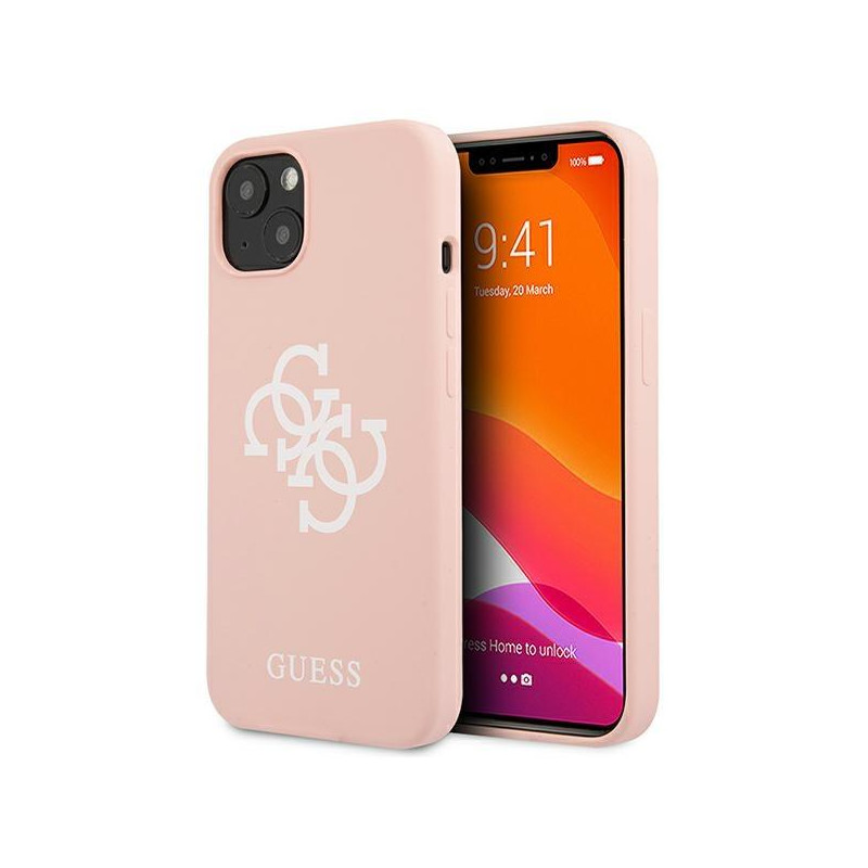 Guess Silicone 4G Logo dėklas iPhone 13 mini - rožinis