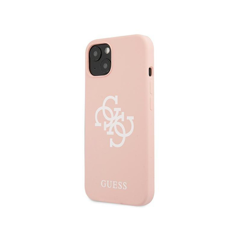Guess Silicone 4G Logo dėklas iPhone 13 mini - rožinis