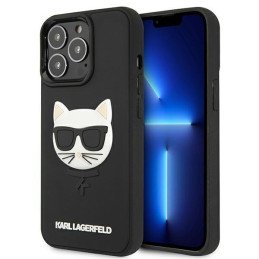 Karl Lagerfeld 3D guminis Choupette dėklas, skirtas iPhone 13 Pro / iPhone 13 – juodas