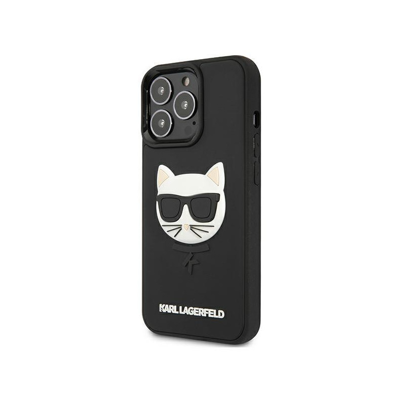 Karl Lagerfeld 3D guminis Choupette dėklas, skirtas iPhone 13 Pro / iPhone 13 – juodas
