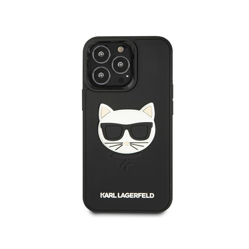 Karl Lagerfeld 3D guminis Choupette dėklas, skirtas iPhone 13 Pro / iPhone 13 – juodas