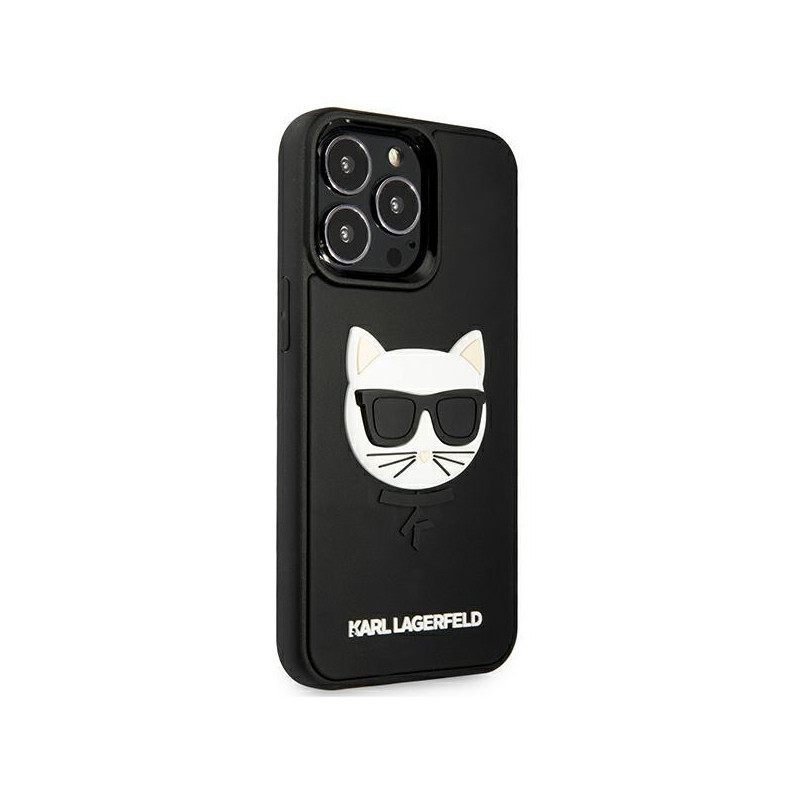 Karl Lagerfeld 3D guminis Choupette dėklas, skirtas iPhone 13 Pro / iPhone 13 – juodas
