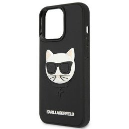 Karl Lagerfeld 3D guminis Choupette dėklas, skirtas iPhone 13 Pro / iPhone 13 – juodas
