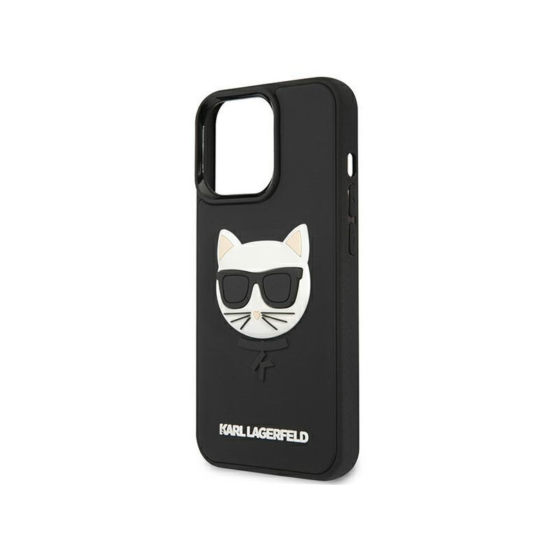 Karl Lagerfeld 3D guminis Choupette dėklas, skirtas iPhone 13 Pro / iPhone 13 – juodas