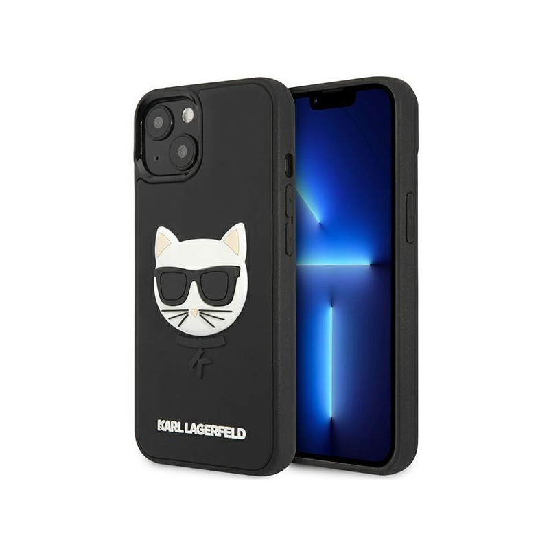 Karl Lagerfeld 3D Rubber Choupette dėklas iPhone 13 mini - juodas