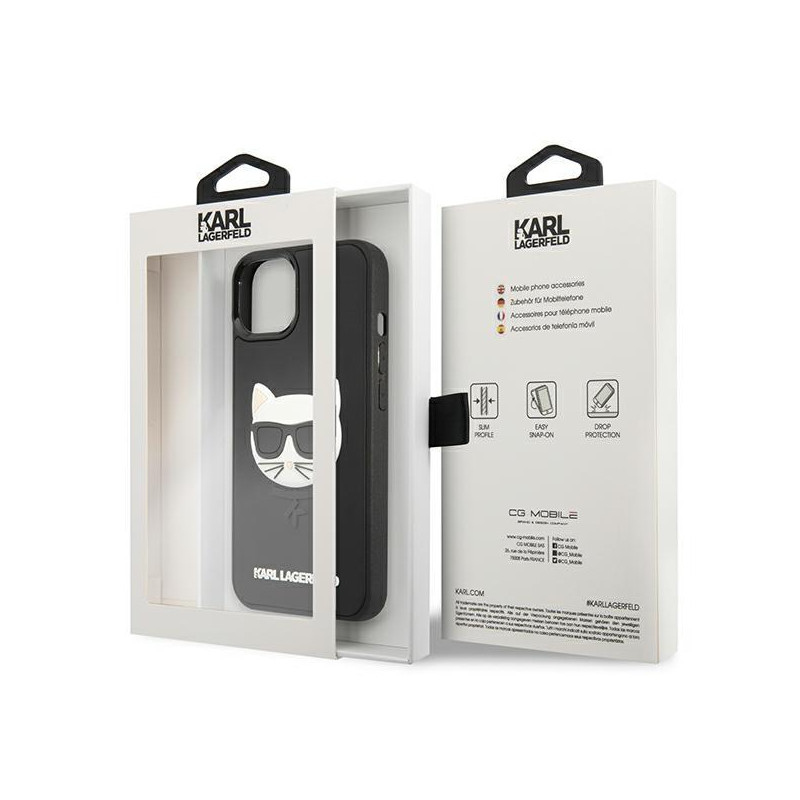 Karl Lagerfeld 3D Rubber Choupette dėklas iPhone 13 mini - juodas