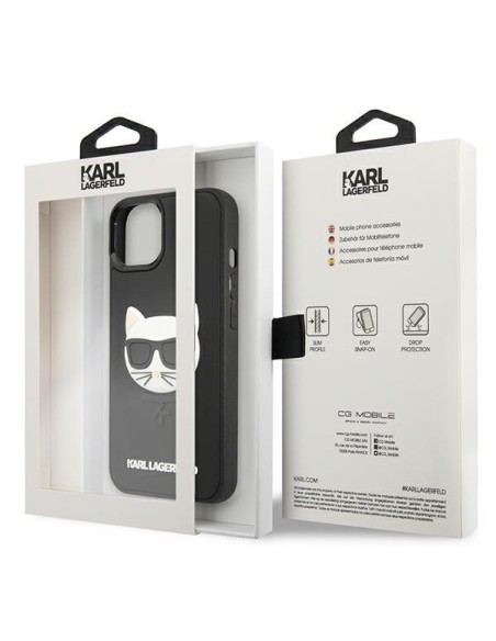 Karl Lagerfeld 3D Rubber Choupette dėklas iPhone 13 mini - juodas Karl Lagerfeld 3D Rubber Choupette dėklas iPhone 13 mini - juodas