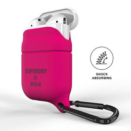 SuperDry vandeniui atsparus dėklas, skirtas AirPods 1/ 2 – rožinis