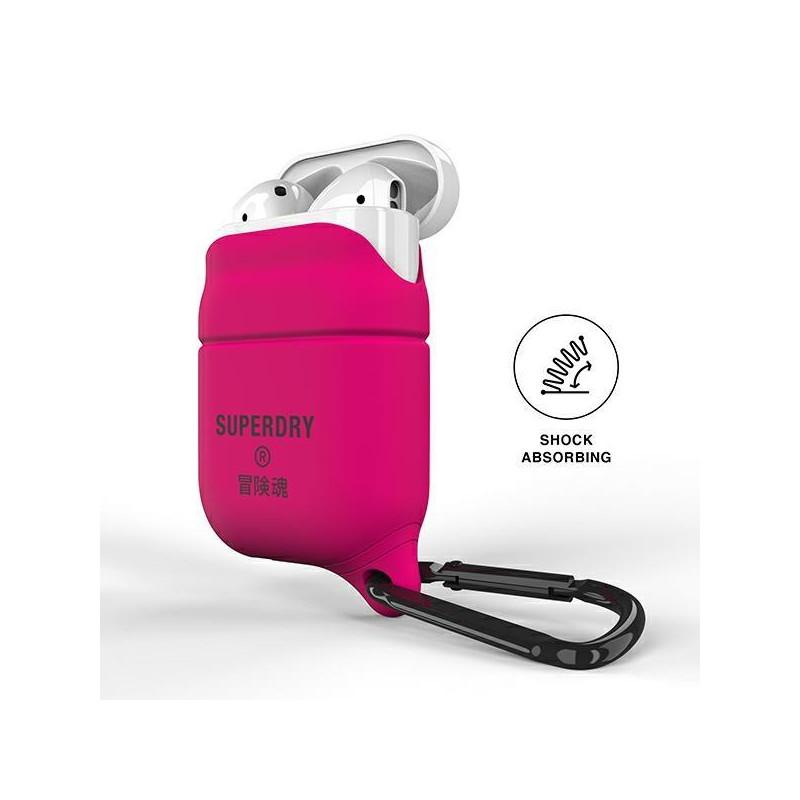 SuperDry vandeniui atsparus dėklas, skirtas AirPods 1/ 2 – rožinis