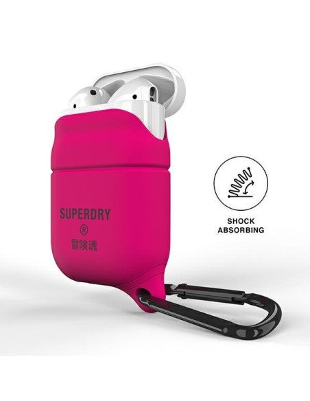 SuperDry vandeniui atsparus dėklas, skirtas AirPods 1/ 2 – rožinis SuperDry vandeniui atsparus dėklas, skirtas AirPods 1/ 2 – rožinis