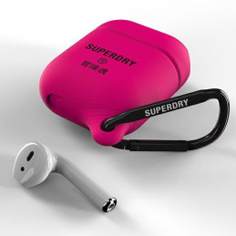 SuperDry vandeniui atsparus dėklas, skirtas AirPods 1/ 2 – rožinis