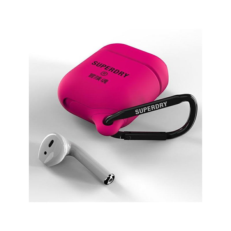 SuperDry vandeniui atsparus dėklas, skirtas AirPods 1/ 2 – rožinis