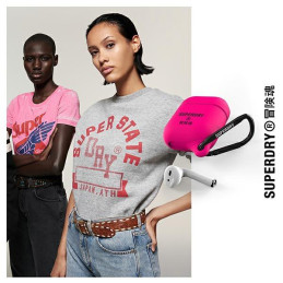 SuperDry vandeniui atsparus dėklas, skirtas AirPods 1/ 2 – rožinis