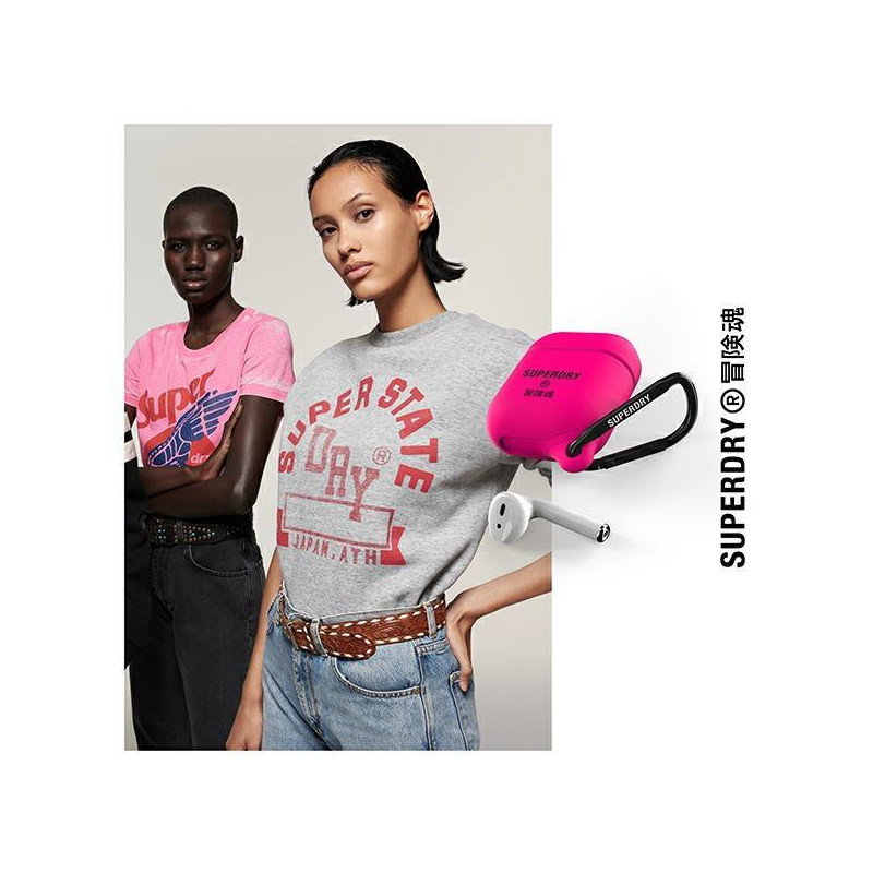 SuperDry vandeniui atsparus dėklas, skirtas AirPods 1/ 2 – rožinis