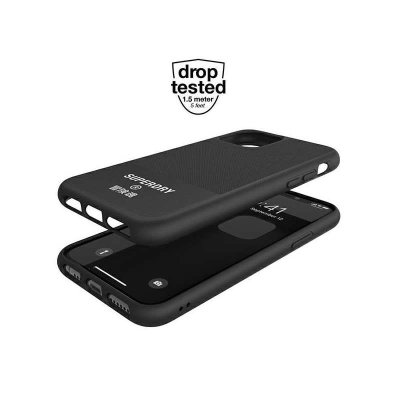 SuperDry Molded Canvas dėklas, skirtas iPhone 11 Pro Max - juodas