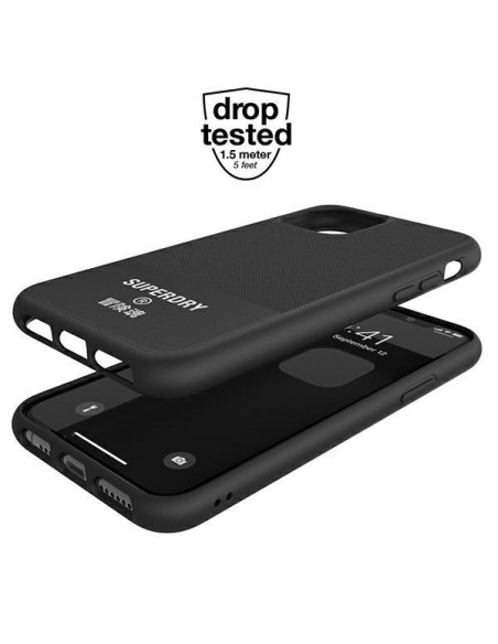 SuperDry Molded Canvas dėklas, skirtas iPhone 11 Pro - juodas SuperDry Molded Canvas dėklas, skirtas iPhone 11 Pro - juodas
