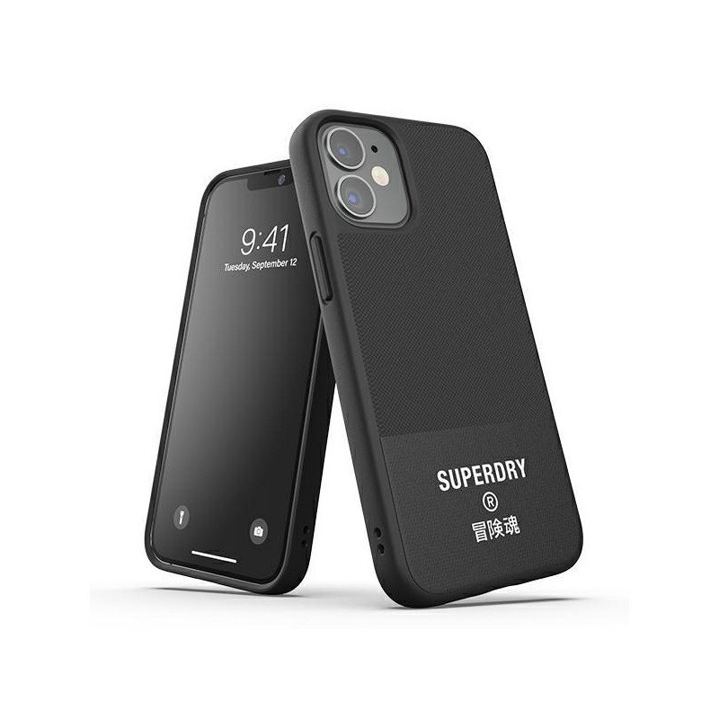SuperDry Molded Canvas dėklas iPhone 12 mini - juodas SuperDry Molded Canvas dėklas iPhone 12 mini - juodas
