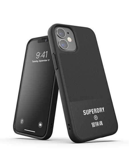 SuperDry Molded Canvas dėklas iPhone 12 mini - juodas SuperDry Molded Canvas dėklas iPhone 12 mini - juodas