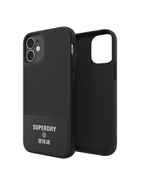 SuperDry Molded Canvas dėklas iPhone 12 mini - juodas SuperDry Molded Canvas dėklas iPhone 12 mini - juodas