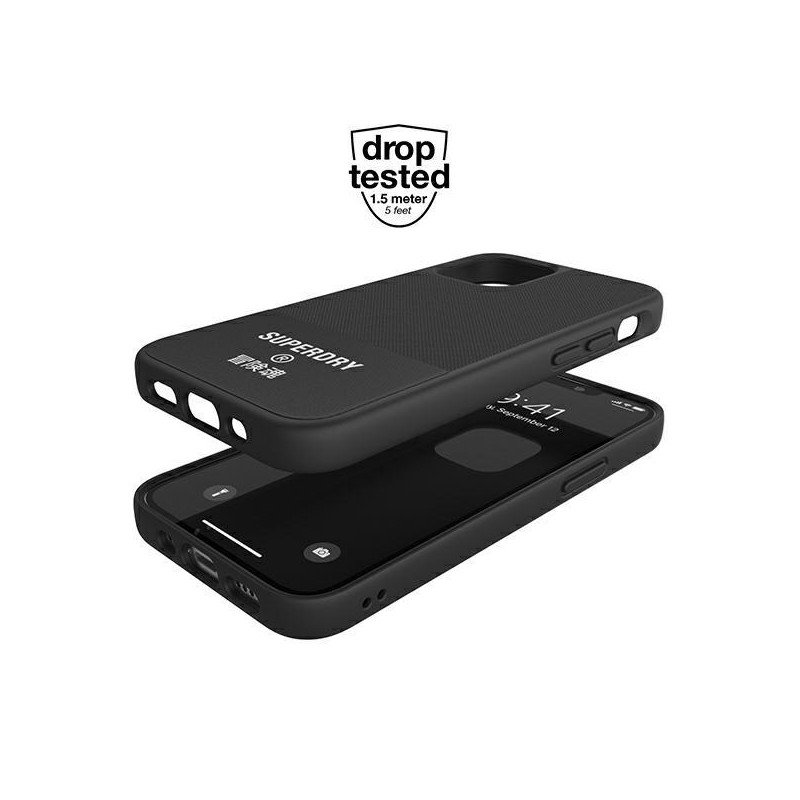 SuperDry Molded Canvas dėklas iPhone 12 mini - juodas