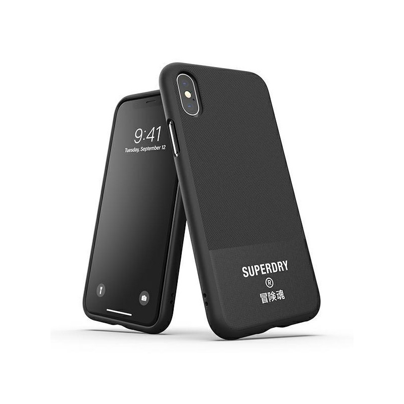 SuperDry Molded Canvas dėklas, skirtas iPhone X / Xs - juodas SuperDry Molded Canvas dėklas, skirtas iPhone X / Xs - juodas