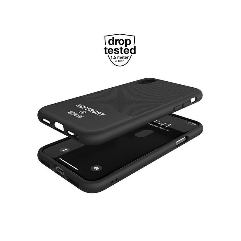 SuperDry Molded Canvas dėklas, skirtas iPhone X / Xs - juodas