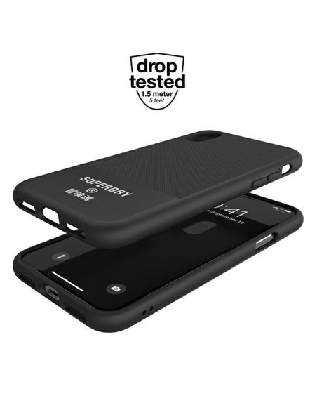 SuperDry Molded Canvas dėklas, skirtas iPhone X / Xs - juodas SuperDry Molded Canvas dėklas, skirtas iPhone X / Xs - juodas