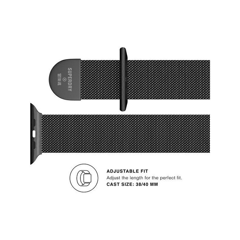 „SuperDry“ laikrodžio juostos grandinėlė, skirta „Apple Watch“ 4/ 5/ 6/ 7/ 8/ SE/ SE2 38/ 40/ 41 mm – juoda