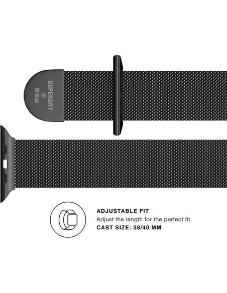 „SuperDry“ laikrodžio juostos grandinėlė, skirta „Apple Watch“ 4/ 5/ 6/ 7/ 8/ SE/ SE2 38/ 40/ 41 mm – juoda „SuperDry“ laikrodžio juostos grandinėlė, skirta „Apple Watch“ 4/ 5/ 6/ 7/ 8/ SE/ SE2 38/ 40/ 41 mm – juoda