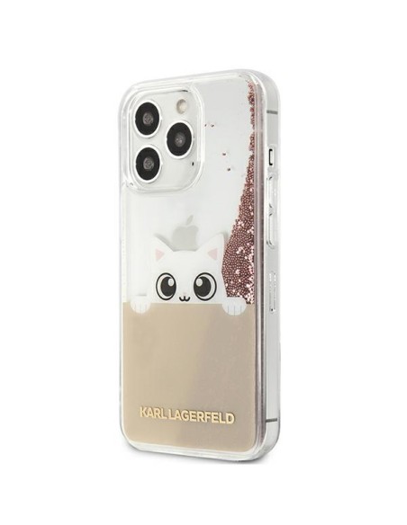Karl Lagerfeld Liquid Glitter Peek-A-Boo dėklas, skirtas iPhone 13 Pro Max - rožinis Karl Lagerfeld Liquid Glitter Peek-A-Boo dėklas, skirtas iPhone 13 Pro Max - rožinis