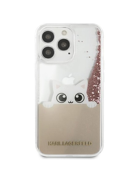 Karl Lagerfeld Liquid Glitter Peek-A-Boo dėklas, skirtas iPhone 13 Pro Max - rožinis Karl Lagerfeld Liquid Glitter Peek-A-Boo dėklas, skirtas iPhone 13 Pro Max - rožinis