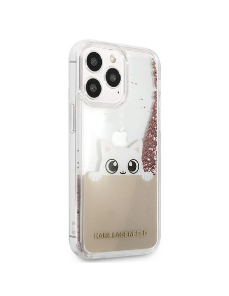 Karl Lagerfeld Liquid Glitter Peek-A-Boo dėklas, skirtas iPhone 13 Pro Max - rožinis Karl Lagerfeld Liquid Glitter Peek-A-Boo dėklas, skirtas iPhone 13 Pro Max - rožinis