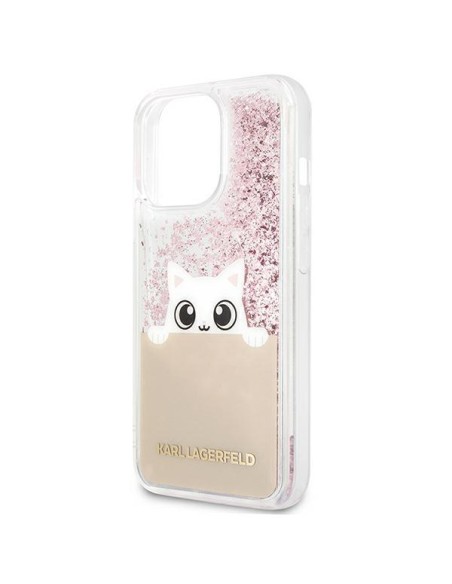 Karl Lagerfeld Liquid Glitter Peek-A-Boo dėklas, skirtas iPhone 13 Pro Max - rožinis Karl Lagerfeld Liquid Glitter Peek-A-Boo dėklas, skirtas iPhone 13 Pro Max - rožinis
