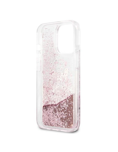 Karl Lagerfeld Liquid Glitter Peek-A-Boo dėklas, skirtas iPhone 13 Pro Max - rožinis Karl Lagerfeld Liquid Glitter Peek-A-Boo dėklas, skirtas iPhone 13 Pro Max - rožinis