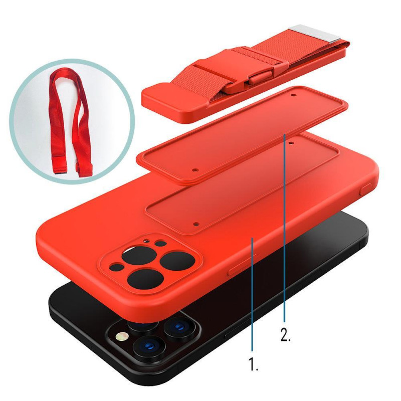 Virvės dėklas, silikoninis dėklas su rankinės rankinės dirželiu, skirtas Xiaomi Poco M4 Pro 5G tamsiai mėlynai