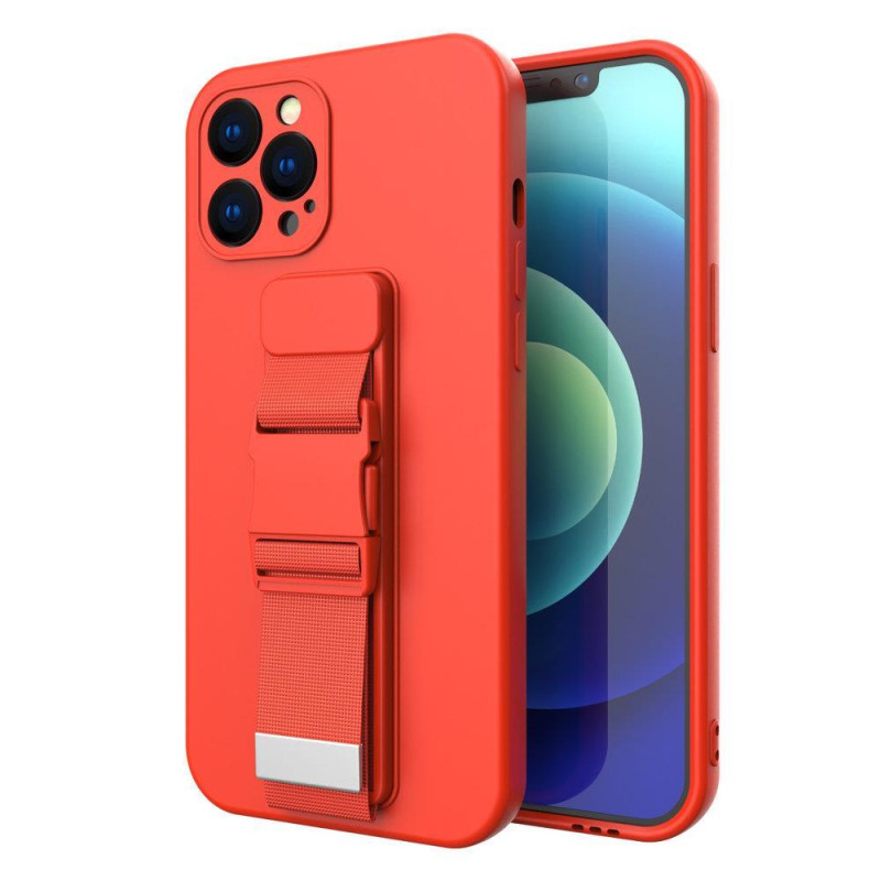 Virvės dėklas, silikoninis dėklas su rankinės dirželiu, skirtas Xiaomi Poco M4 Pro 5G Red