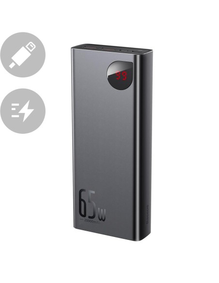Adaman maitinimo blokas 2x USB 1x USB-C 1x microUSB 20000mAh 65W greitas įkrovimas juodas Adaman maitinimo blokas 2x USB 1x USB-C 1x microUSB 20000mAh 65W greitas įkrovimas juodas
