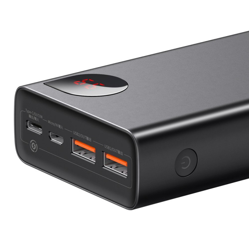 Adaman maitinimo blokas 2x USB 1x USB-C 1x microUSB 20000mAh 65W greitas įkrovimas juodas