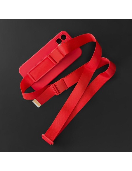 Virvės dėklas, silikoninis dėklas su rankinės dirželiu, skirtu Samsung Galaxy S22 Ultra Red