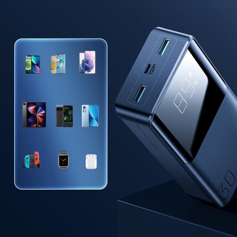 Powerbank 30000mAh 15W kabelis USB-C kabelis...