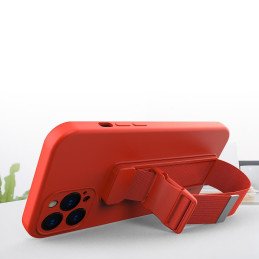 Virvės dėklas, silikoninis dėklas su rankinės dirželiu, skirtu Samsung Galaxy A73 Pink
